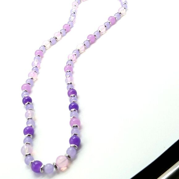 Amethyst Ombre Beads with Silver-Tone Spacers 14" Drop Necklace NWOT - Picture 3 of 9